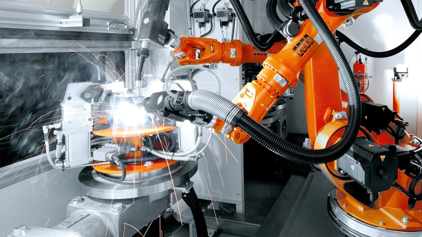 KUKA industrial robots in an automated arc welding application